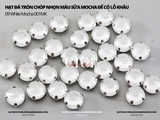Set 10 hạt đá tròn chóp nhọn màu sữa mocha đế vàng có lỗ khâu