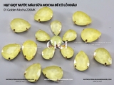 Set 10 hạt Đá giọt nước màu sữa Mocha đế vàng có lỗ khâu