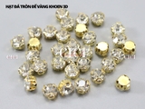 Đá tròn trắng đế trắng đế vàng khoen D 3D