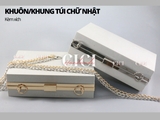Full bộ Khung Túi/ khuôn ví tròn Clutch có dây xích đeo và vòng kim loại gắn đá (bạc)
