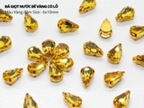 Túi 10 hạt đá giọt nước đế vàng 6*10mm