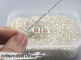 Cườm tròn lõi vuông bạc 2mm