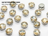 Túi 5 hạt đá tròn đế bạc khoen 4D 12-14mm