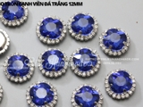 Đá vuông bo tròn cạnh viền đá trắng đế VÀNG 12mm