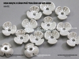 Hoa nhựa 3 cánh phủ trai ánh AB size 6mm nguyên liệu hoa tai DIY  (túi 20 hoa)