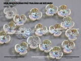 Hoa nhựa 3 cánh phủ trai ánh AB size 6mm nguyên liệu hoa tai DIY  (túi 20 hoa)