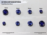 Set 10 hạt đá tròn chóp nhọn đế bạc có lỗ khâu