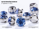 Túi 50-100 hạt đá tròn đế bạc khoen 3D nhiều màu link 1/2
