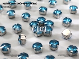 Set 10 hạt đá tròn chóp nhọn đế bạc có lỗ khâu