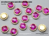 Đá vuông bo tròn cạnh viền đá trắng đế VÀNG 12mm