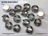 Túi 5 hạt đá tròn đế bạc khoen 4D 12-14mm