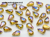 Túi 10 hạt đá giọt nước nhọn đế vàng 8*13mm