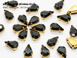 Túi 10 hạt đá giọt nước nhọn đế vàng 8*13mm