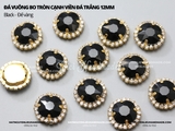 Đá vuông bo tròn cạnh viền đá trắng đế VÀNG 12mm