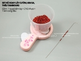 Set hũ xoay lấy cườm, kim sa, thêu tambours