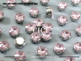 Set 10 hạt đá tròn chóp nhọn đế bạc có lỗ khâu