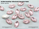 Đá hình thoi đế bạc cao cấp có viền đá nhỏ cùng màu 9*18mm