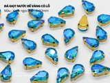 Túi 10 hạt đá giọt nước nhọn đế vàng 8*13mm