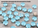 Set 10 hạt đá tròn chóp nhọn màu sữa mocha đế bạc
