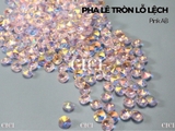 Túi 20 hạt pha lê tròn chóp nhọn 2 mặt lỗ lệch (mặt dây)