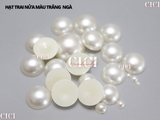 Hạt trai nửa màu trắng kem/ trắng tinh