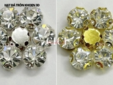Đá tròn trắng đế trắng đế vàng khoen D 3D