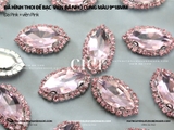 Đá hình thoi đế bạc cao cấp có viền đá nhỏ cùng màu 9*18mm