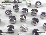 Set 10 hạt đá tròn chóp nhọn đế bạc có lỗ khâu