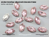 Đá hình thoi đế bạc cao cấp có viền đá nhỏ cùng màu 9*18mm