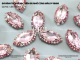 Đá hình thoi đế bạc cao cấp có viền đá nhỏ cùng màu 9*18mm