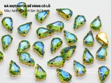 Túi 10 hạt đá giọt nước nhọn đế vàng 8*13mm