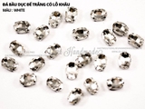 Đá bầu dục cao cấp, đế trắng có lỗ khâu
