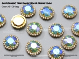 Đá vuông bo tròn cạnh viền đá trắng đế VÀNG 12mm
