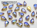 Túi 10 hạt đá giọt nước nhọn đế vàng 8*13mm