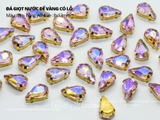 Túi 10 hạt đá giọt nước nhọn đế vàng 8*13mm