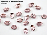 Đá bầu dục cao cấp, đế trắng có lỗ khâu