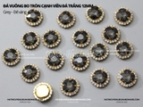 Đá vuông bo tròn cạnh viền đá trắng đế VÀNG 12mm