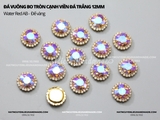 Đá vuông bo tròn cạnh viền đá trắng đế VÀNG 12mm
