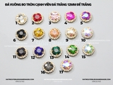 Đá vuông bo tròn cạnh viền đá trắng đế VÀNG 12mm