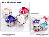 Túi 50-100 hạt đá tròn đế bạc khoen 3D nhiều màu link 1/2