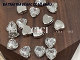 Đá trái tim viền đá trắng nhỏ đế BẠC có lỗ khâu