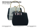 Khuôn túi/khung ví clutch hình thang viền vàng