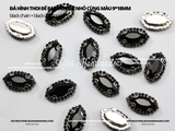 Đá hình thoi đế bạc cao cấp có viền đá nhỏ cùng màu 9*18mm