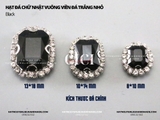 Đá Chữ nhật vuông viền đá trắng nhỏ đế BẠC có lỗ khâu