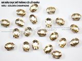 Đá bầu dục cao cấp, đế trắng có lỗ khâu