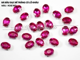 Đá bầu dục cao cấp, đế trắng có lỗ khâu