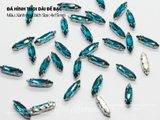 Set 10 hạt đá thoi dài đế bạc có lỗ 4*15mm