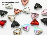 Túi 5 hạt đá tam giác đế bạc 18mm