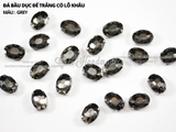 Đá bầu dục cao cấp, đế trắng có lỗ khâu