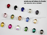 Đá bầu dục cao cấp, đế trắng có lỗ khâu